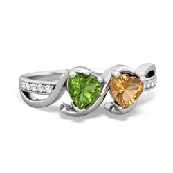 Peridot Side By Side 14K White Gold ring R3090