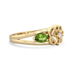 Peridot Hearts Intertwined 14K Yellow Gold ring R5880