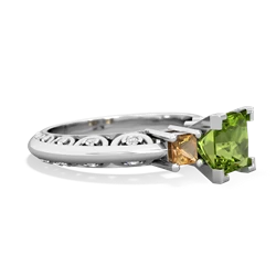 Peridot Eternal Embrace Engagement 14K White Gold ring C2001