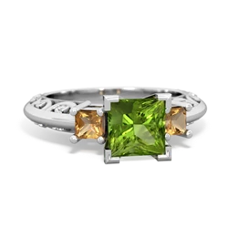 Peridot Eternal Embrace Engagement 14K White Gold ring C2001