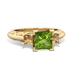 Peridot Eternal Embrace Engagement 14K Yellow Gold ring C2001