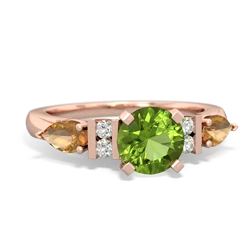 Peridot 6Mm Round Eternal Embrace Engagement 14K Rose Gold ring R2005