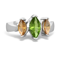 Peridot Three Peeks 14K White Gold ring R2433