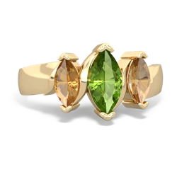 Peridot Three Peeks 14K Yellow Gold ring R2433