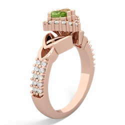 Peridot Celtic Knot Two Hearts As One 14K Rose Gold ring R2644HRT