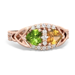 Peridot Sparkling Celtic Knot 14K Rose Gold ring R2645