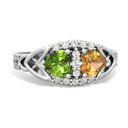 Peridot Sparkling Celtic Knot 14K White Gold ring R2645