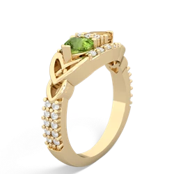 Peridot Sparkling Celtic Knot 14K Yellow Gold ring R2645