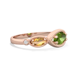 Peridot Milgrain Marquise 14K Rose Gold ring R5700