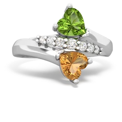 Peridot Heart To Heart 14K White Gold ring R2064