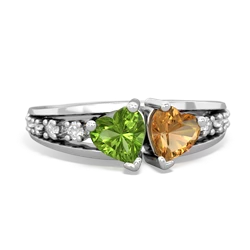 Peridot Heart To Heart 14K White Gold ring R3342