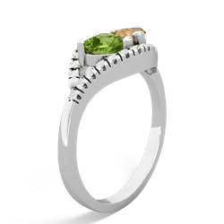 Peridot Mother And Child 14K White Gold ring R3010