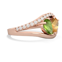 Peridot Nestled Heart Keepsake 14K Rose Gold ring R5650