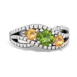 Peridot Three Stone Aurora 14K White Gold ring R3080