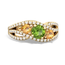 Peridot Three Stone Aurora 14K Yellow Gold ring R3080