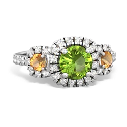 Peridot Regal Halo 14K White Gold ring R5350