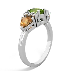 Peridot Antique Style Three Stone 14K White Gold ring R2186