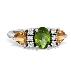 Peridot Antique Style Three Stone 14K White Gold ring R2186