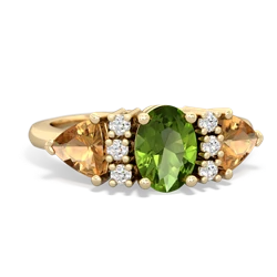 Peridot Antique Style Three Stone 14K Yellow Gold ring R2186