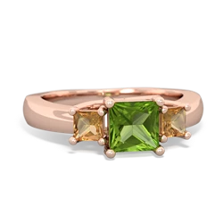 Peridot Three Stone Trellis 14K Rose Gold ring R4015