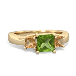 Peridot Three Stone Trellis 14K Yellow Gold ring R4015