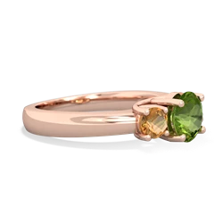 Peridot Three Stone Round Trellis 14K Rose Gold ring R4018