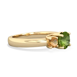 Peridot Three Stone Round Trellis 14K Yellow Gold ring R4018