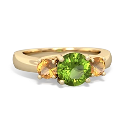 Peridot Three Stone Round Trellis 14K Yellow Gold ring R4018