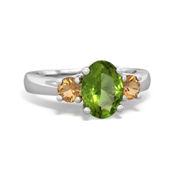 Peridot Three Stone Oval Trellis 14K White Gold ring R4024