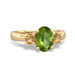 Peridot Three Stone Oval Trellis 14K Yellow Gold ring R4024