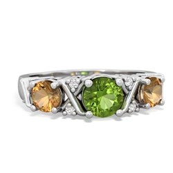 Peridot Hugs And Kisses 14K White Gold ring R5016