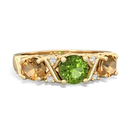 Peridot Hugs And Kisses 14K Yellow Gold ring R5016