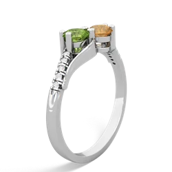 Peridot Infinity Pave Two Stone 14K White Gold ring R5285