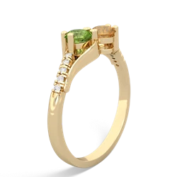 Peridot Infinity Pave Two Stone 14K Yellow Gold ring R5285