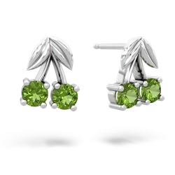 Peridot Sweet Cherries 14K White Gold earrings E7001