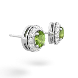 Peridot Diamond Halo 14K White Gold earrings E5370