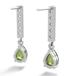 Peridot Art Deco Diamond Drop 14K White Gold earrings E5324