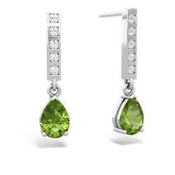 Peridot Art Deco Diamond Drop 14K White Gold earrings E5324