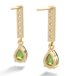 Peridot Art Deco Diamond Drop 14K Yellow Gold earrings E5324