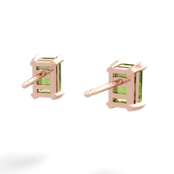 Peridot 6X4mm Emerald-Cut Stud 14K Rose Gold earrings E1855