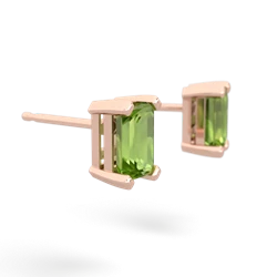 Peridot 6X4mm Emerald-Cut Stud 14K Rose Gold earrings E1855