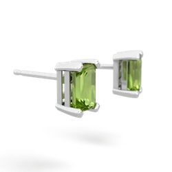 Peridot 6X4mm Emerald-Cut Stud 14K White Gold earrings E1855