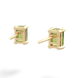 Peridot 6X4mm Emerald-Cut Stud 14K Yellow Gold earrings E1855