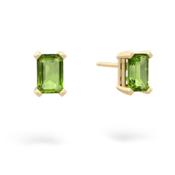 Peridot 6X4mm Emerald-Cut Stud 14K Yellow Gold earrings E1855