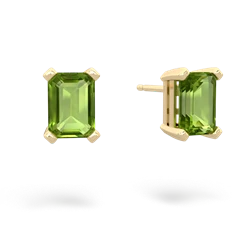 Peridot 7X5mm Emerald-Cut Stud 14K Yellow Gold earrings E1856