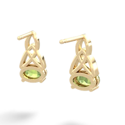 Peridot Celtic Trinity Knot 14K Yellow Gold earrings E2389