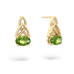 Peridot Celtic Trinity Knot 14K Yellow Gold earrings E2389