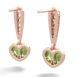 Peridot Filligree Heart 14K Rose Gold earrings E5070