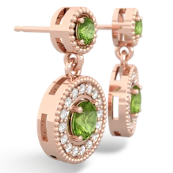 Peridot Halo Dangle 14K Rose Gold earrings E5319