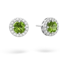 Peridot Halo 14K White Gold earrings E5320